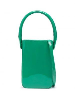 Кожени шопинг чанта By Far зелено