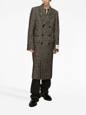 "houndstooth" rašto vilnonis paltas Dolce & Gabbana juoda