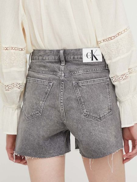 Magas derekú farmer rövidnadrág Calvin Klein Jeans szürke