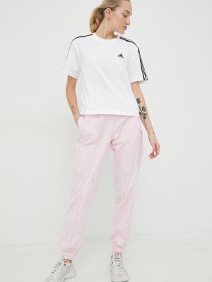 Pamučne hlače Adidas ružičasta