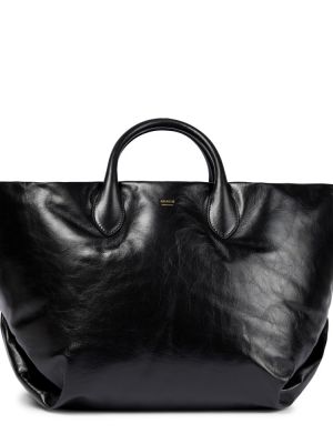 Кожаная сумка Khaite, черная