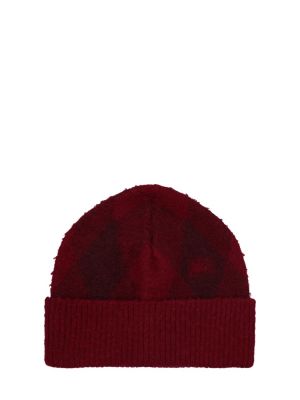 Vilnonis kepurė su argyle raštu Burberry raudona