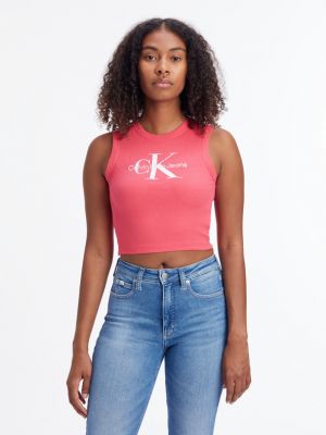 Crop top Calvin Klein Jeans różowy