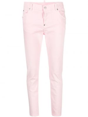 Jeansy skinny z niską talią Dsquared2 różowe