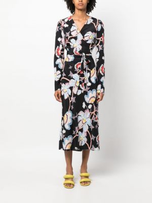 Sukienka w kwiatki z nadrukiem Dvf Diane Von Furstenberg czarna