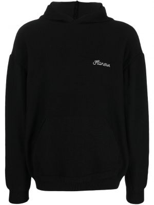 Hoodie med broderi Flaneur Homme svart