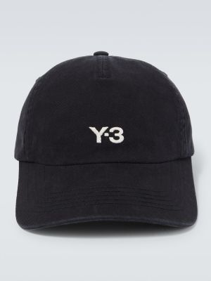Cappello con visiera ricamato di cotone Y-3 nero