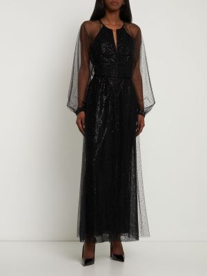 Макси рокля от тюл Giorgio Armani черно