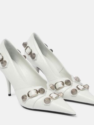 Кожени полуотворени обувки Balenciaga бяло