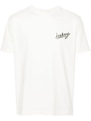 Памучна тениска бродирана Iceberg бяло