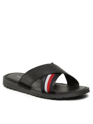 Kožené sandály Tommy Hilfiger černé