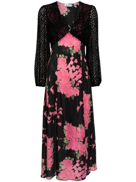 Svilena večernja haljina s cvjetnim printom s printom Rixo