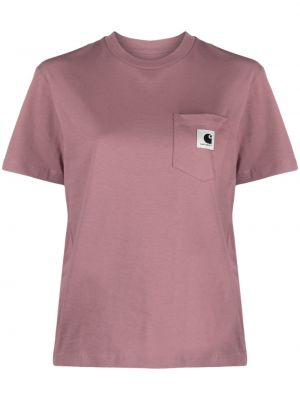 Βαμβακερή μπλούζα με τσέπες Carhartt Wip ροζ