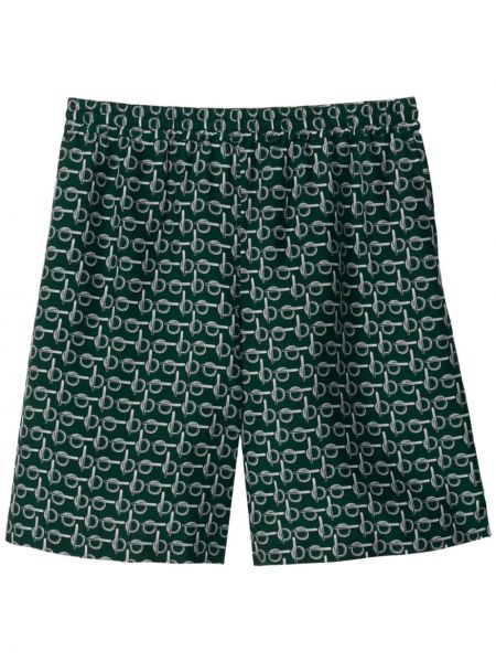 Svilene bermuda kratke hlače s printom Burberry zelena