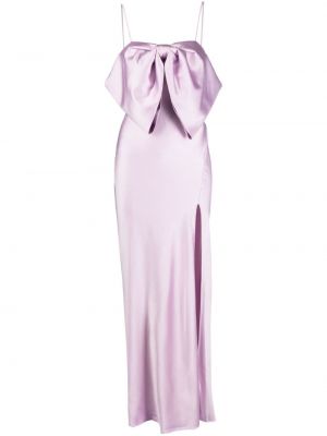 Rochie lunga cu funde din satin Pinko violet