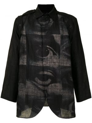 Camisa con estampado Yohji Yamamoto negro