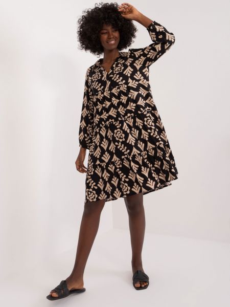 Rochie din viscoză cu imagine Fashionhunters negru