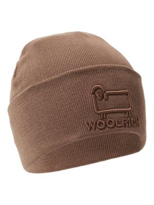 Хлопковая шерстяная шапка Woolrich бежевая