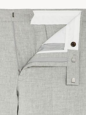 Mens M&S Collection Tailored Fit Italian Linen Miracle™ Trousers - Light Grey, Light Grey M&s Collection