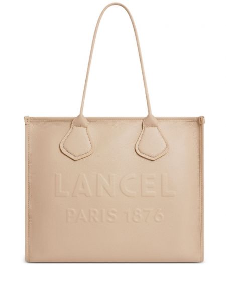 Δερμάτινη τσάντα shopper Lancel μπεζ