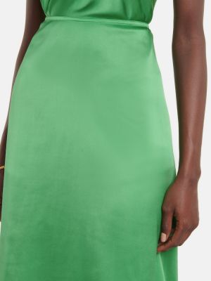 Falda midi de raso Victoria Beckham verde