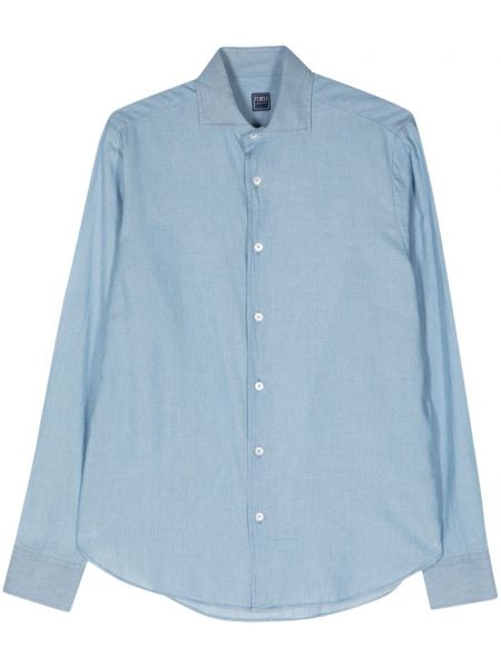 Klasikiniai medvilninė marškiniai Fedeli mėlyna
