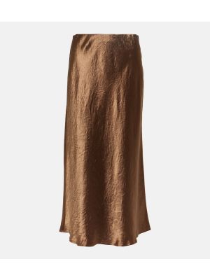 Saténová dlhá sukňa Max Mara hnedá