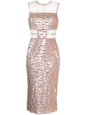 Μίντι φόρεμα με παγιέτες Jenny Packham ροζ