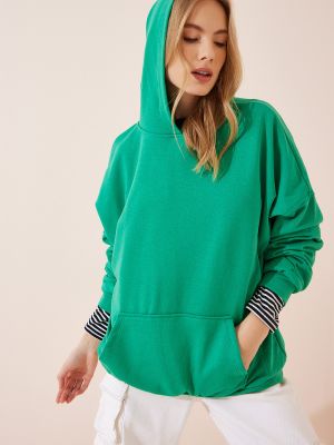 Megztas džemperis su gobtuvu oversize Happiness İstanbul žalia