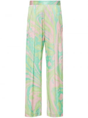 Pantaloni cu picior drept cu imprimeu abstract Pinko verde