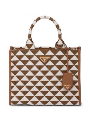 Жакардови шопинг чанта Prada