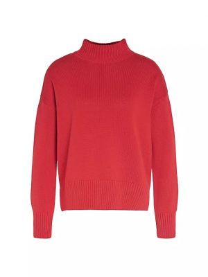 Хлопковый свитер песочного цвета с воротником-воронкой Barbour красный