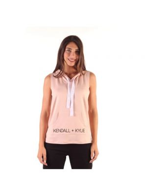 Bluza z kapturem z wiskozy Kendall + Kylie różowa