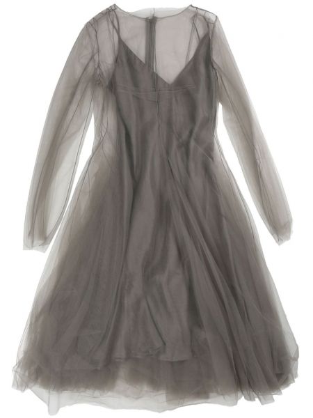 Μεταξωτή φουσκωμένο φόρεμα με διαφανεια Marc Le Bihan γκρι