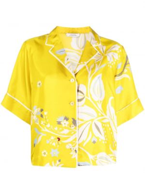 Jedwabna koszula na guziki w kwiatki Dorothee Schumacher żółta