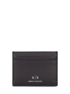 Portefeuille en cuir à imprimé Armani Exchange noir