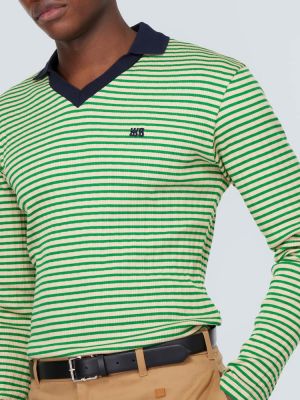 Dryžuotas medvilninis polo marškinėliai Wales Bonner žalia