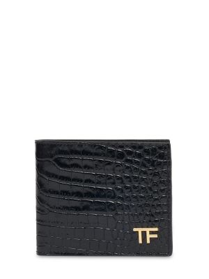 Δερμάτινος πορτοφόλι με σχέδιο Tom Ford μαύρο