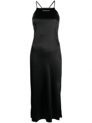 Saténové midi šaty Calvin Klein Jeans čierna