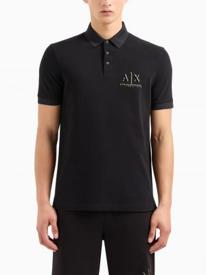 Kokvilnas polo krekls ar apdruku Armani Exchange melns