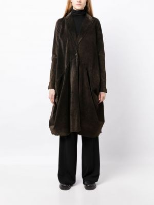 Aksamitny płaszcz z przetarciami Uma Wang brązowy