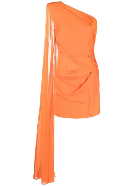 Mini-abito di seta asimmetrico in crepe Roland Mouret arancione