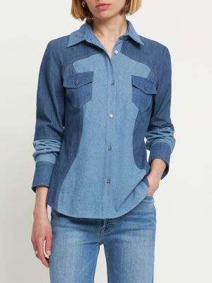 Bavlněná džínová košile Gabriela Hearst modrá