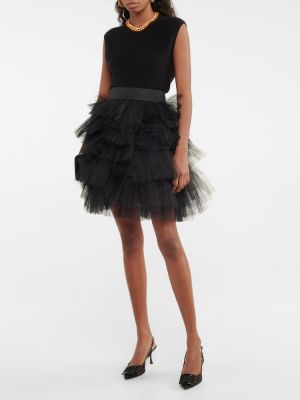 Tylové mini sukně Oscar De La Renta černé