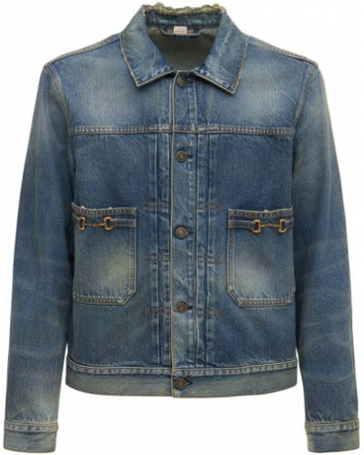 Bavlnená džínsová bunda Gucci modrá
