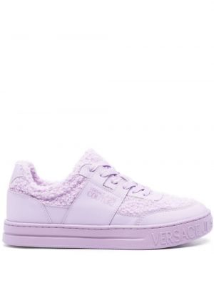 Bőr hímzett sneakers Versace Jeans Couture lila