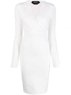 Вечерна рокля с v-образно деколте Tom Ford бяло