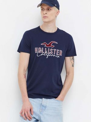 Памучна тениска с дълъг ръкав с апликация Hollister Co.
