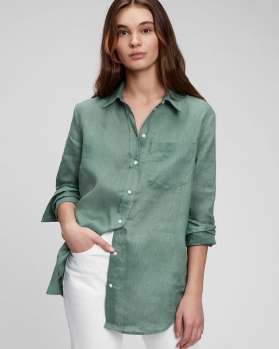 Льняная рубашка Gap, зеленая