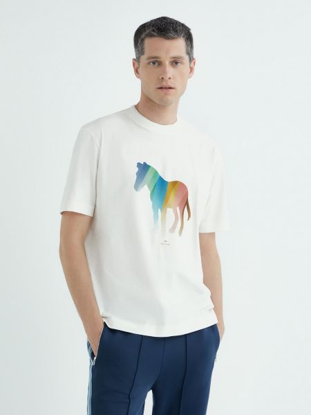 Camiseta con estampado manga corta zebra Paul Smith blanco